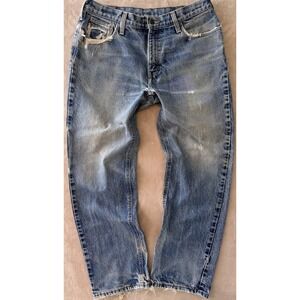 Carhartt FR Work Jeans Men's Light Wash Relaxed Fit Denim Pants sz 36